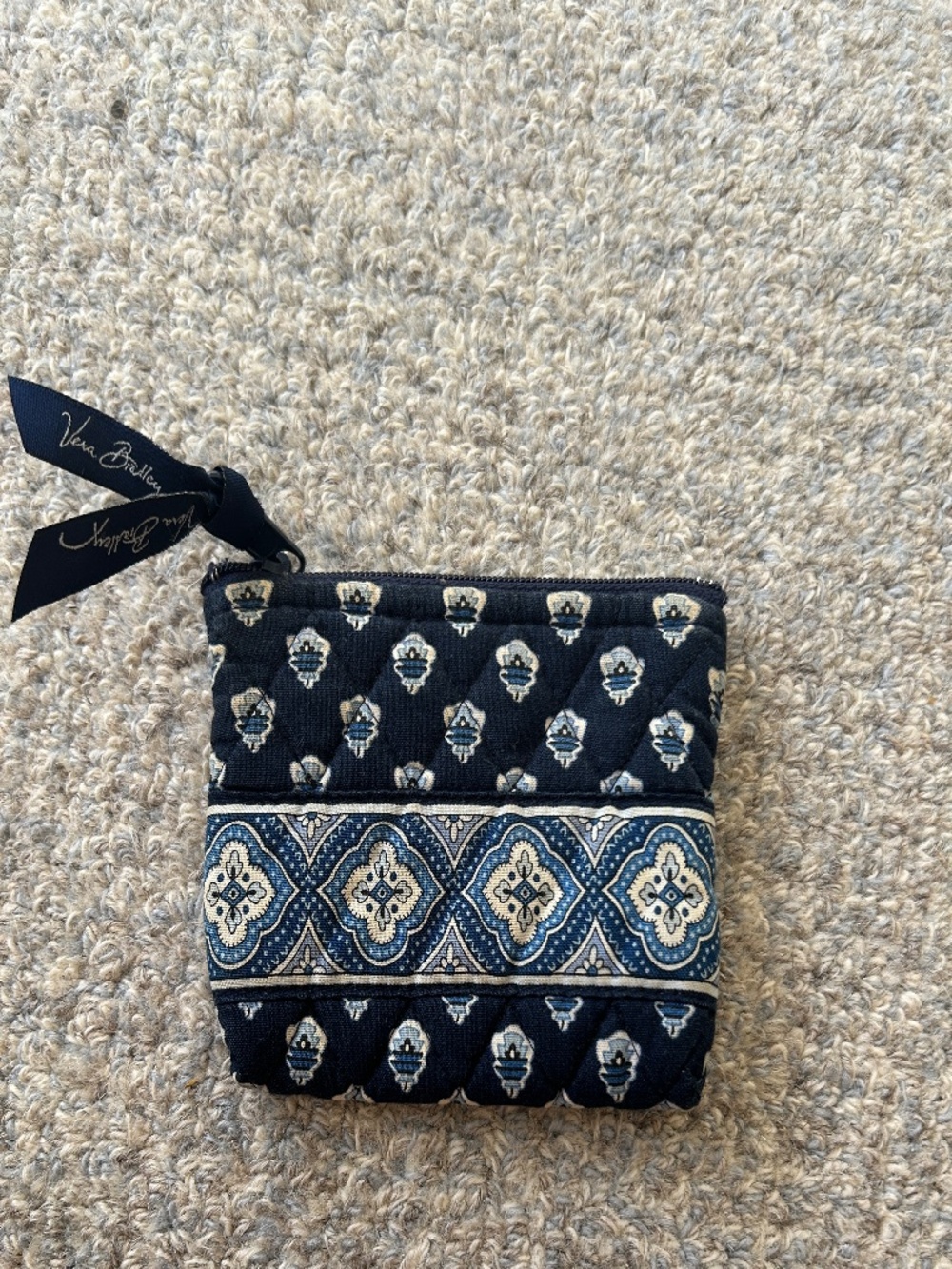 Vera Bradley quilted coin purse or wallet - retired "Nantucket Navy" pattern